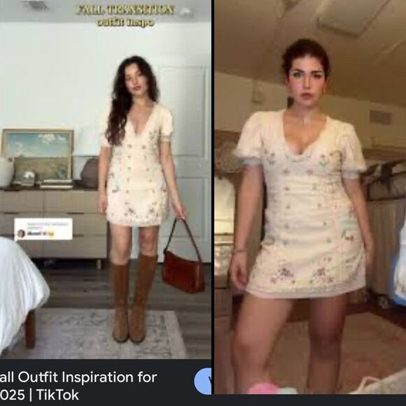 Anthropologie Linen Blend Puff Sleeve v neck mini dress | 6 | NWT New | TikTok t - Picture 3 of 16